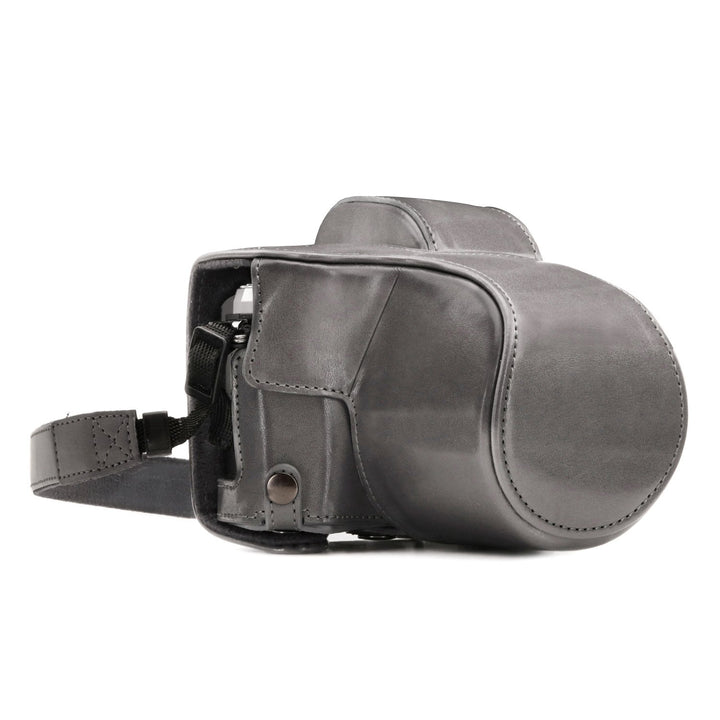 MegaGear Olympus OM-D E-M10 Mark III (14-42mm) Ever Ready Leder Kamera-Case mit Trageriemen und Batt