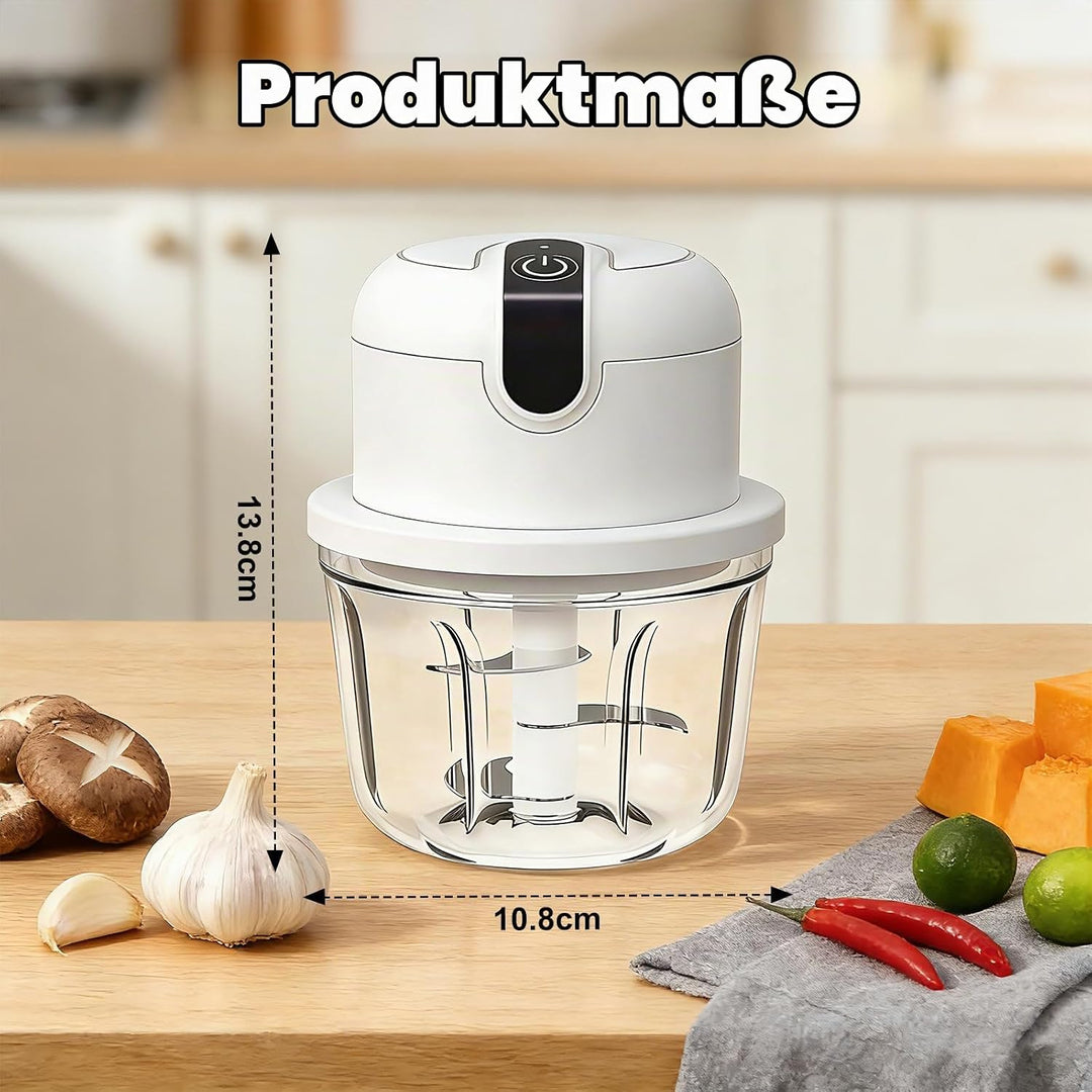 Elektrischer Küchenzerkleinerer, Zwiebelzerkleinerer elektrisch 350 ml, Mini Zwiebel Zerkleinerer El
