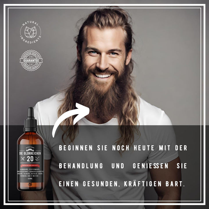 G-20 Bartöl 100ml Rosmarinöl Minzöl Bartwachstumsöl mit Brennnesselöl, Schachtelhalmöl, Salbeiöl, Lo