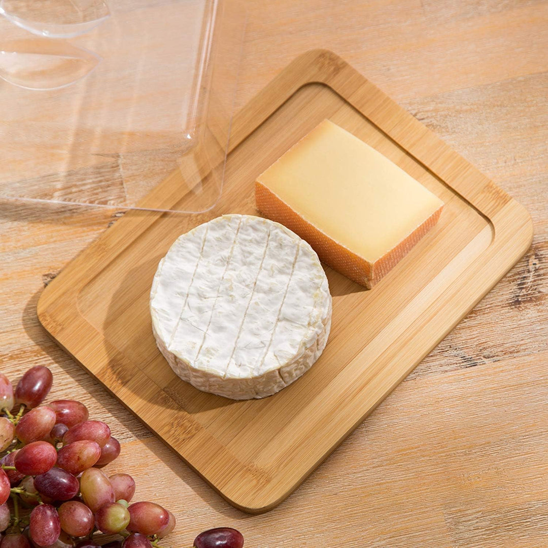 Jonas - Käseglocke / Käsedose / Käse Servierplatte / Bambus Schneidebrett - mit Deckel - Ideal für d