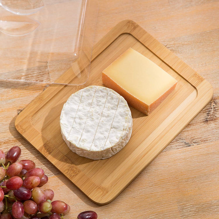 Jonas - Käseglocke / Käsedose / Käse Servierplatte / Bambus Schneidebrett - mit Deckel - Ideal für d