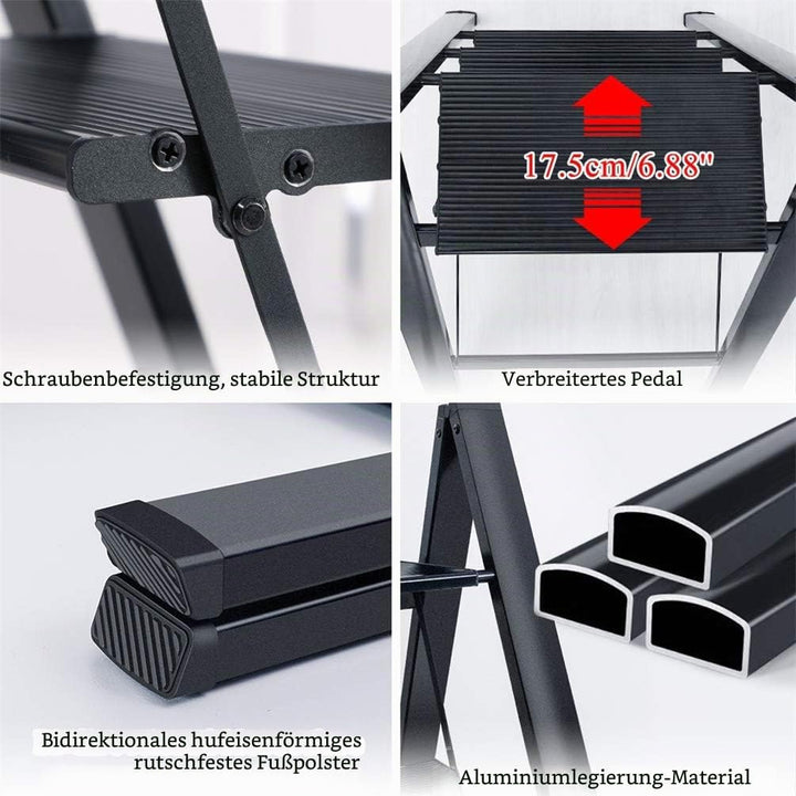 BAOYOUNI Trittleiter, Leicht, Klapptrittleiter, Aluminium Sicherheits Stehleiter, mit rutschfeste Br