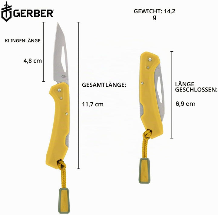 Gerber Taschenmesser mit Zugband, LST Mini, 440A Wharncliffe-Edelstahlklinge, Griffschalen aus glasf