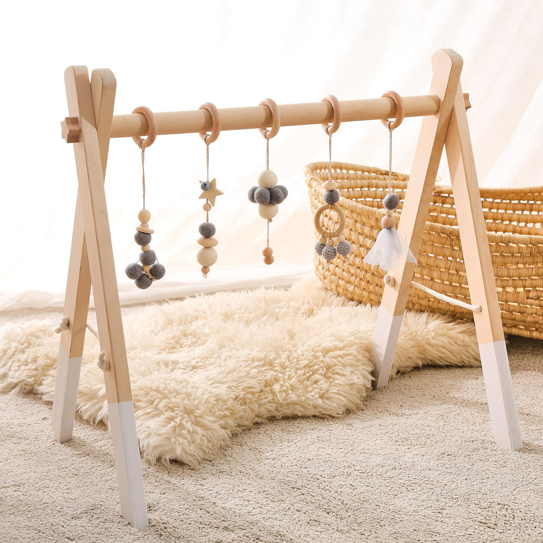 Spielbogen Baby Holz für Babies Baby Gym Holz Spielbogen Wickeltisch Neugeborenen Spielzeug Activity