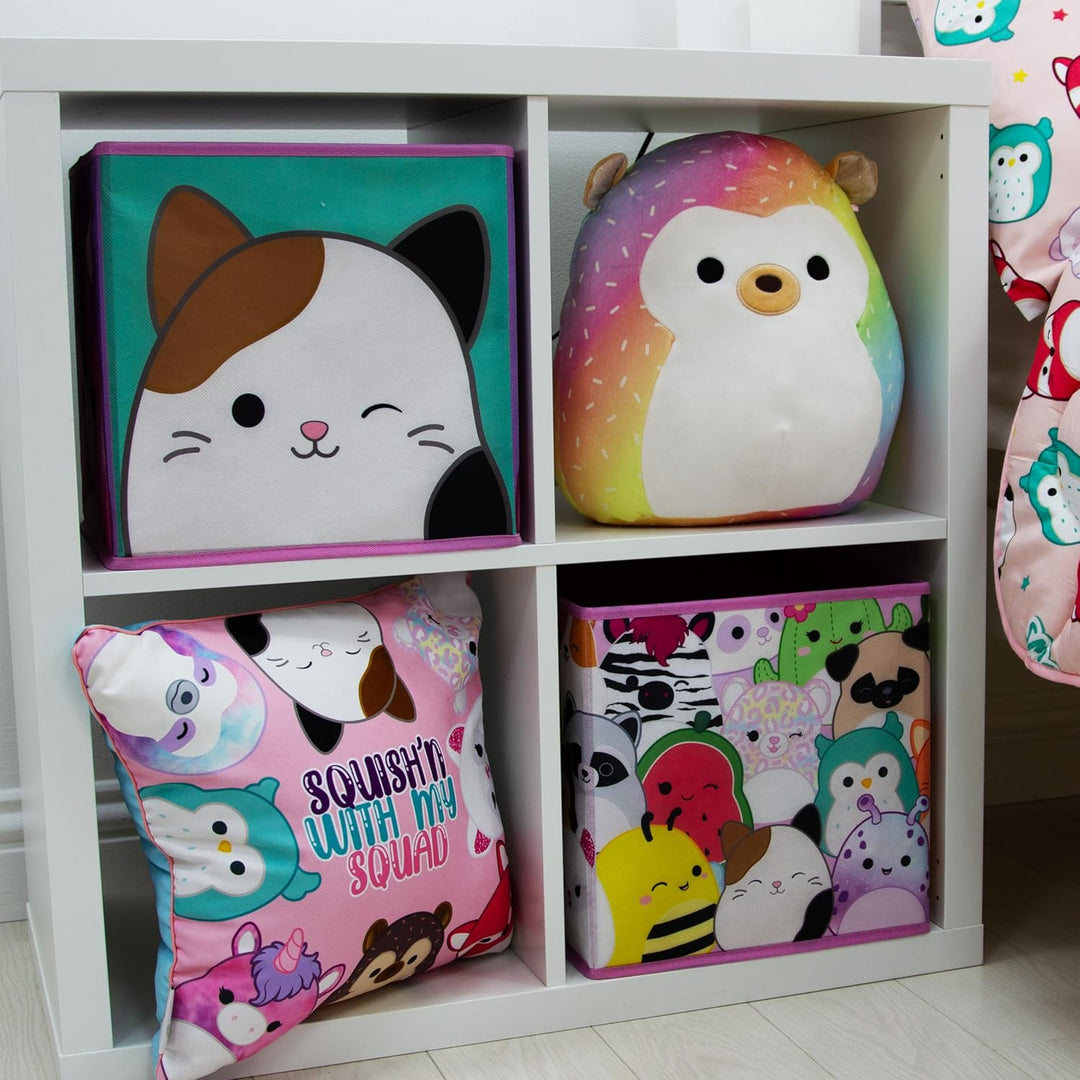 Character World Squishmallows Offiziell lizenzierte Aufbewahrungsboxen, faltbar, Katze, Einhorn-Desi