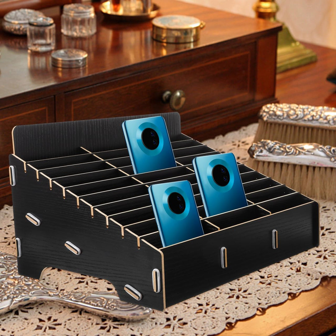 Operitacx Holz Handy Aufbewahrungsbox Mit 30 Gitter Fächer Nachhaltiger Desktop Organizer Für Büro U