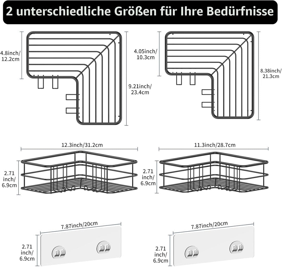 Menbyci Duschablage Ohne Bohren 2 STK, Duschregal Eckregal Badregal SUS304 Edelstahl Metall Rostfrei