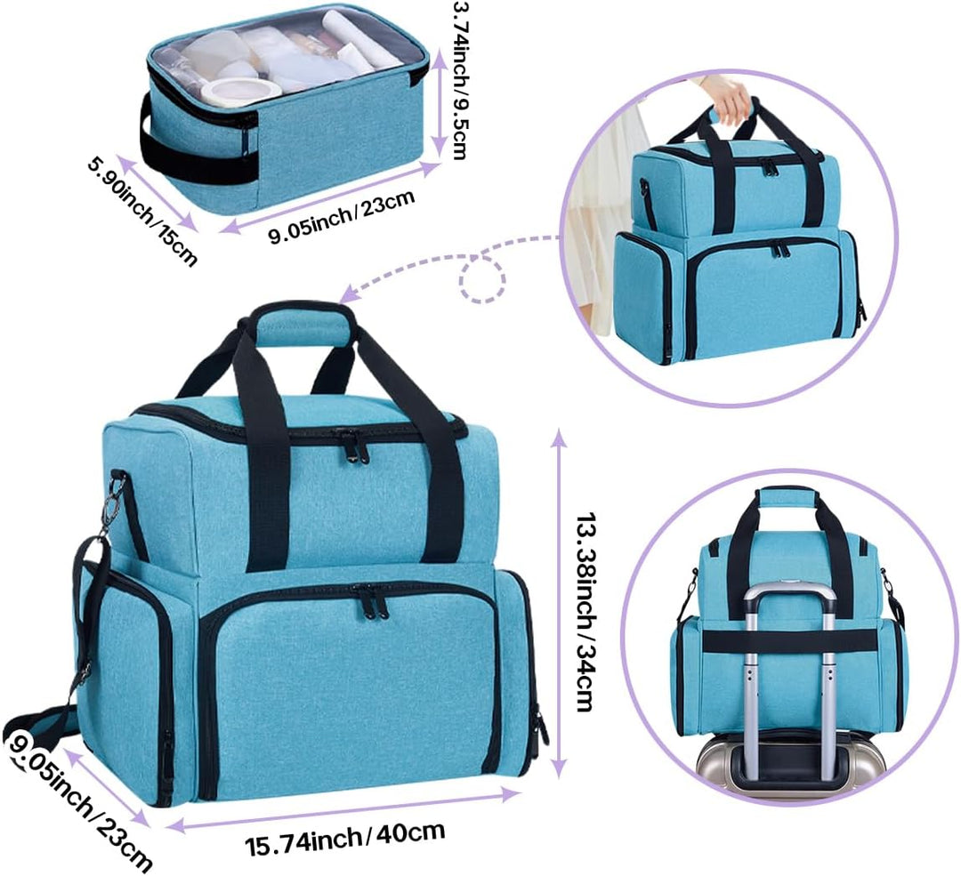 grosse Kosmetiktasche mit 4 abnehmbaren Gehäusen Doppelschicht Reiseveranstalter Make-up-Tasche mit
