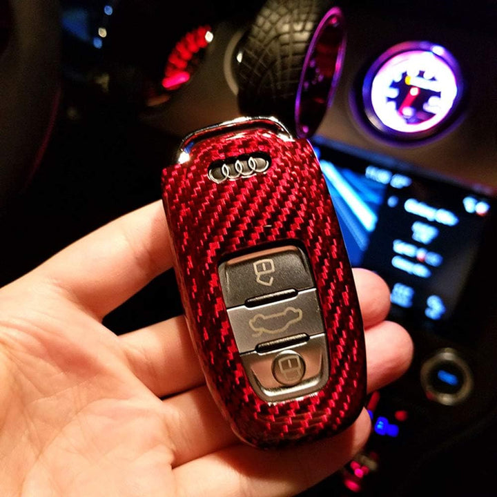 Kwak's Autoschlüssel Abdeckung für Audi ，Fall Halter Glasfaser 3 Taste Car Key Case Kompatibel für A