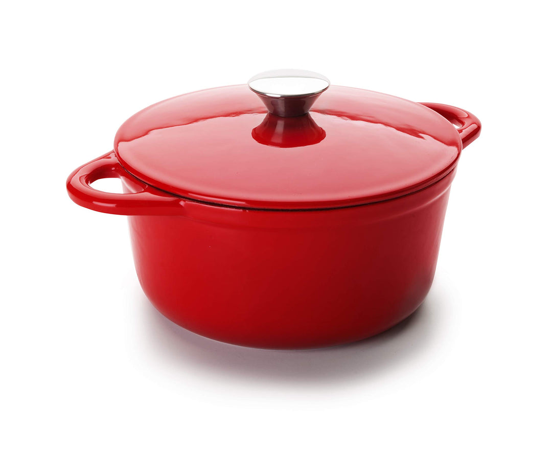 IBILI Kasserolle rund mit Deckel 24x11,5 cm in rot, Gusseisen, 24 cm, 2-Einheiten Redonda 3,9 litros