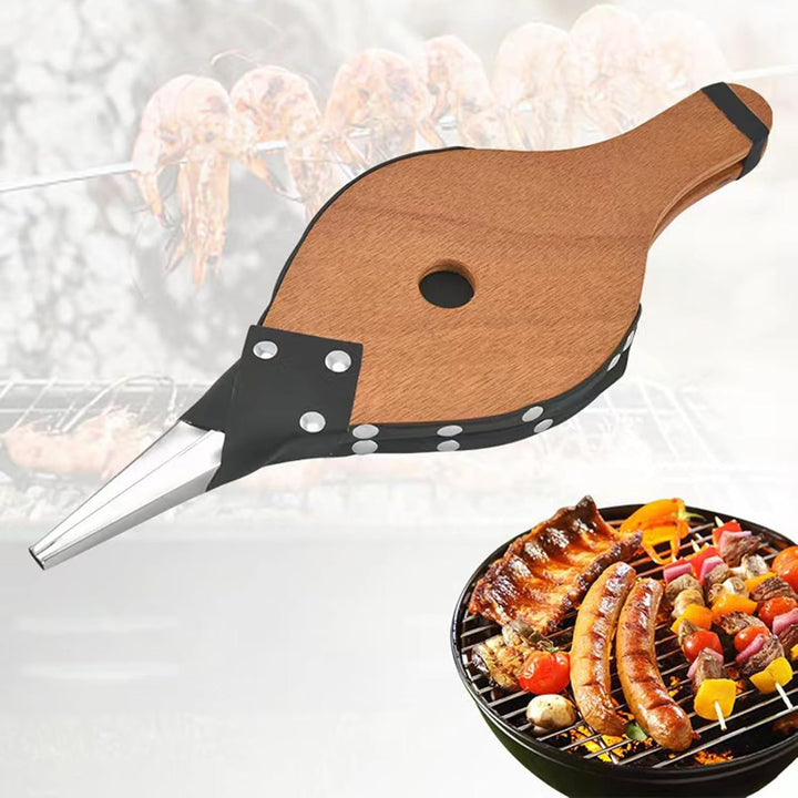Blasebalg für BBQ für Holz, tragbares Zubehör für Küche im Freien, Camping, Abenteuer, Picknick, Gri