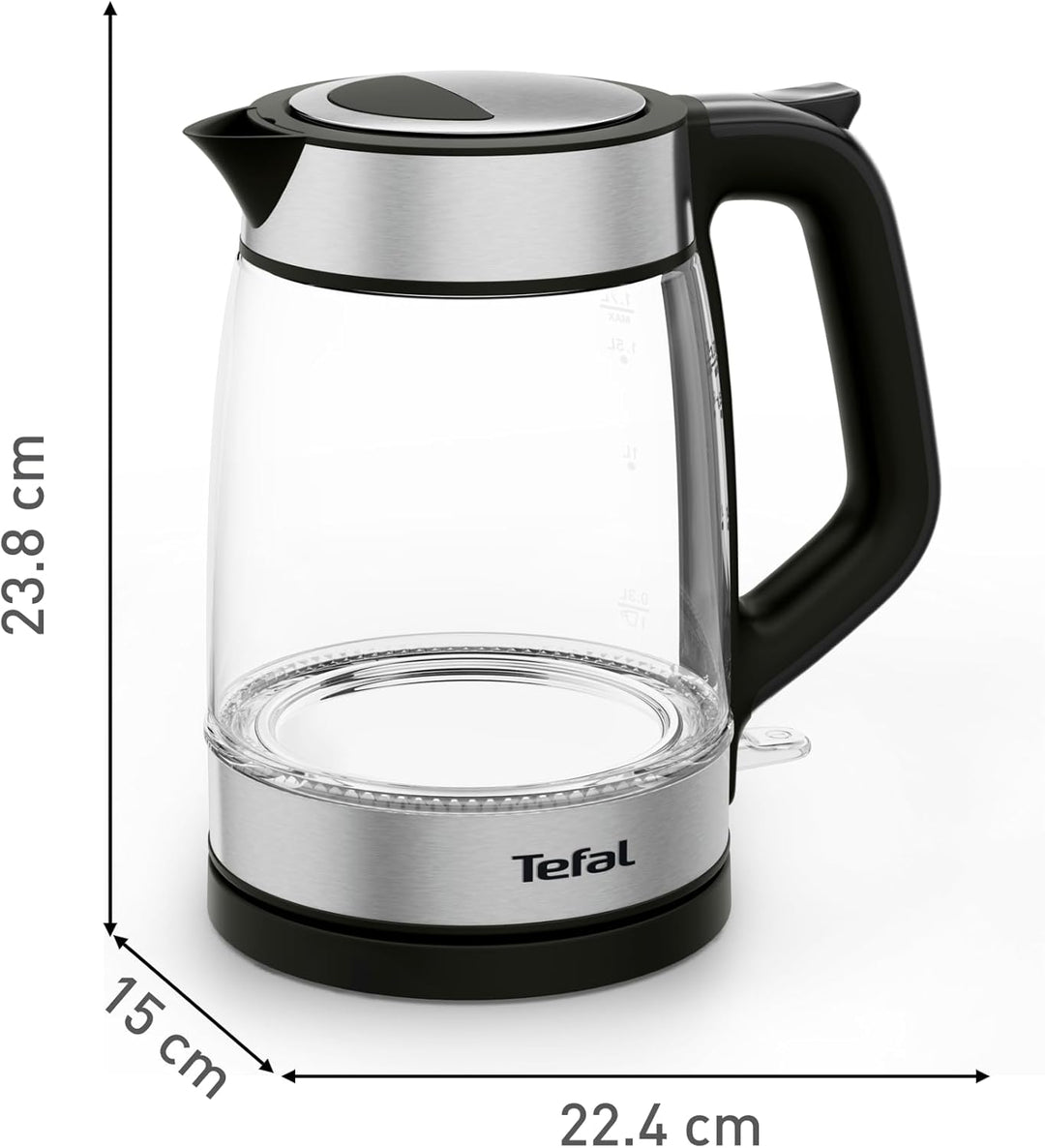 Tefal KI6058 Glas Wasserkocher Wasserkocher Messstreifen 1,7 Liter Fassungsvermögen Leicht zu reinig