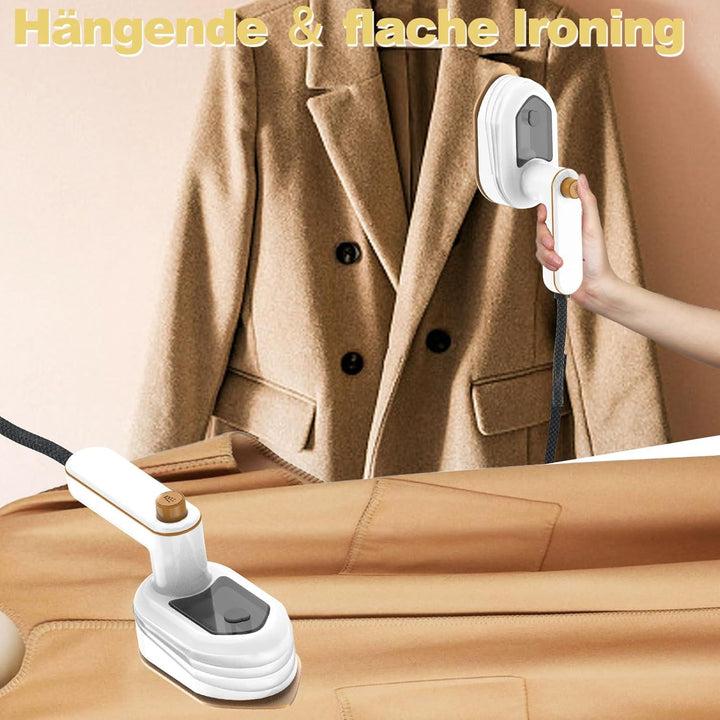 Mini Handbügeleisen, 2 in 1 180°Schwenkbar Faltbares Tragbarer Reisebügeleisen für Bekleidung, Steam
