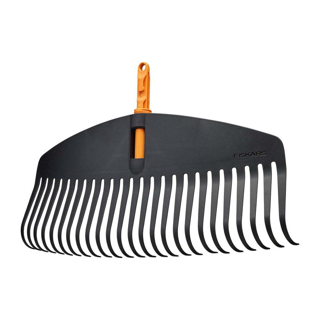 Fiskars OneClick Laubrechen L, Breiter Fächerbesen-Aufsatz für grosse Rasenflächen, Müheloses Wechse