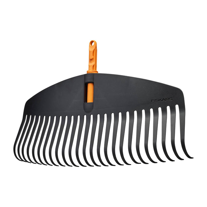 Fiskars OneClick Laubrechen L, Breiter Fächerbesen-Aufsatz für grosse Rasenflächen, Müheloses Wechse