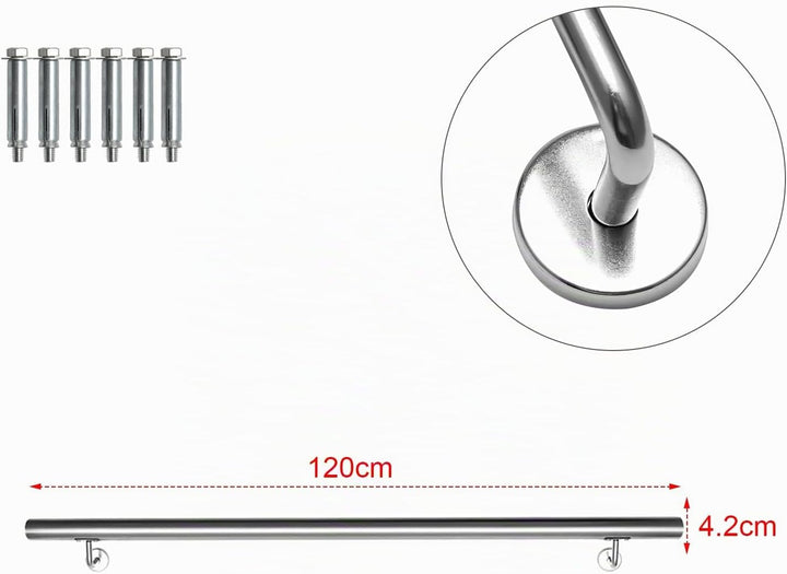 Randaco Edelstahl Handlauf Treppengeländer Geländer Wandhandlauf Wand Treppe inkl. Wandhalterung und