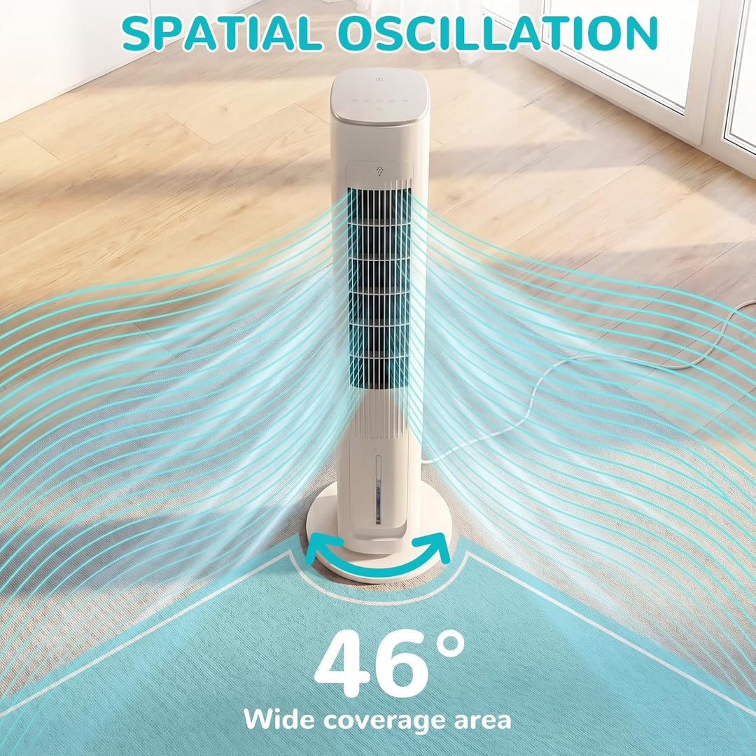 LIFERUN Turmventilator 97cm mit Wasserkühlung Fernbedienung Luftkühler 3-Geschwindigkeiten-4-Modi Ve
