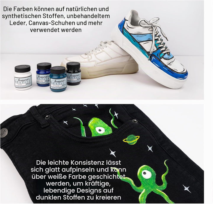 Jacquard Products Stoffmalfarbe, 64 ml, primäre und sekundäre Farben, Acryl, Mehrfarbig