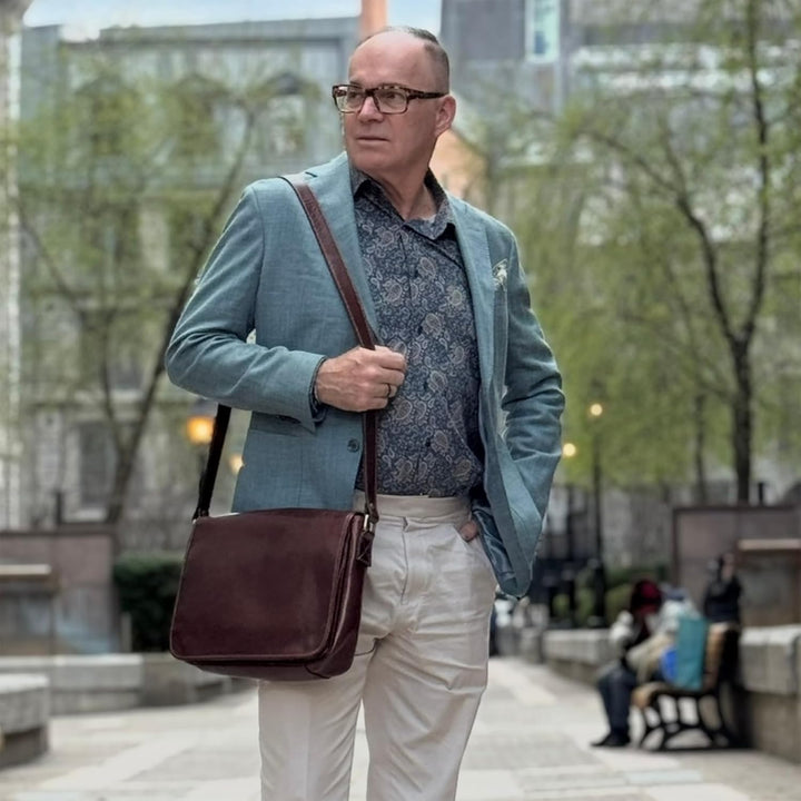 Time Resistance Leder Umhängetasche Herren - Messenger Bags - Arbeitstasche Herren - Elegante Aktent