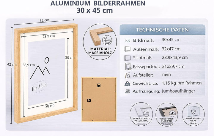KM Foto 3D Objektrahmen Holz Bilderrahmen Shirt Trikot Rahmen Collage Wanddeko Poster S223: Farbe: S