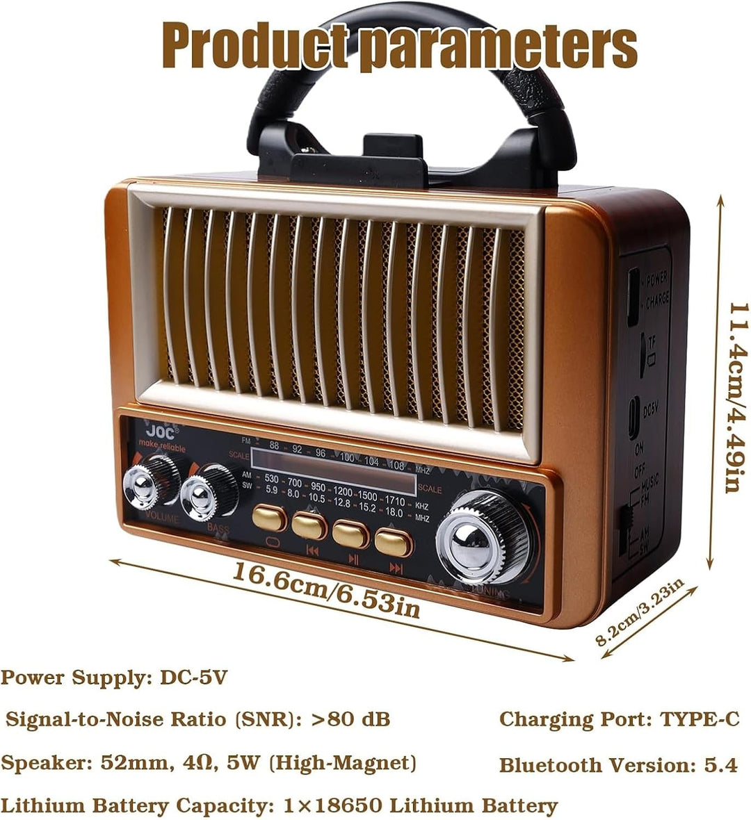 Retro Radio, Nostalgie Radio Mit Bluetooth, Kofferradio Unterstützt USB/Tf-Karte Funktion, Vintage R