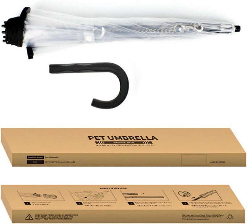 Hund Transparente Regenschirm Pet Umbrella Skalierbar Hundeschirm Welpen mit Leine und Kette für Spa