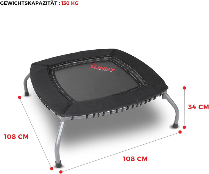 Sunny Health &amp; Fitness Mini-Fitness-Trampolin Ohne Federn – Hochwertiger Rebounder mit Verstellbarem
