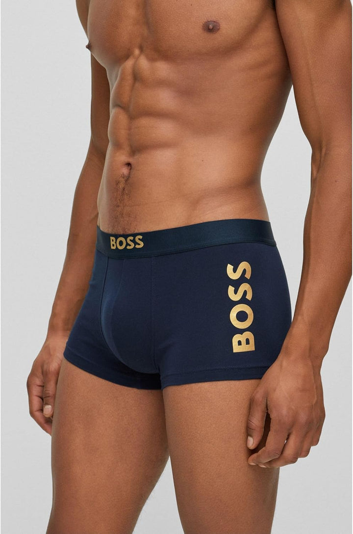 BOSS Herren Unterw�sche Unterhosen Trunk Cotton Stretch S -404 Dark Blue, S -404 Dark Blue