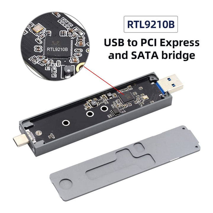 Cablecc Combo Typ-C & USB 3.0 zu NVME M-Key M.2 NGFF SATA SSD PCBA Gehäuse 2280/2242/2230mm Adapter
