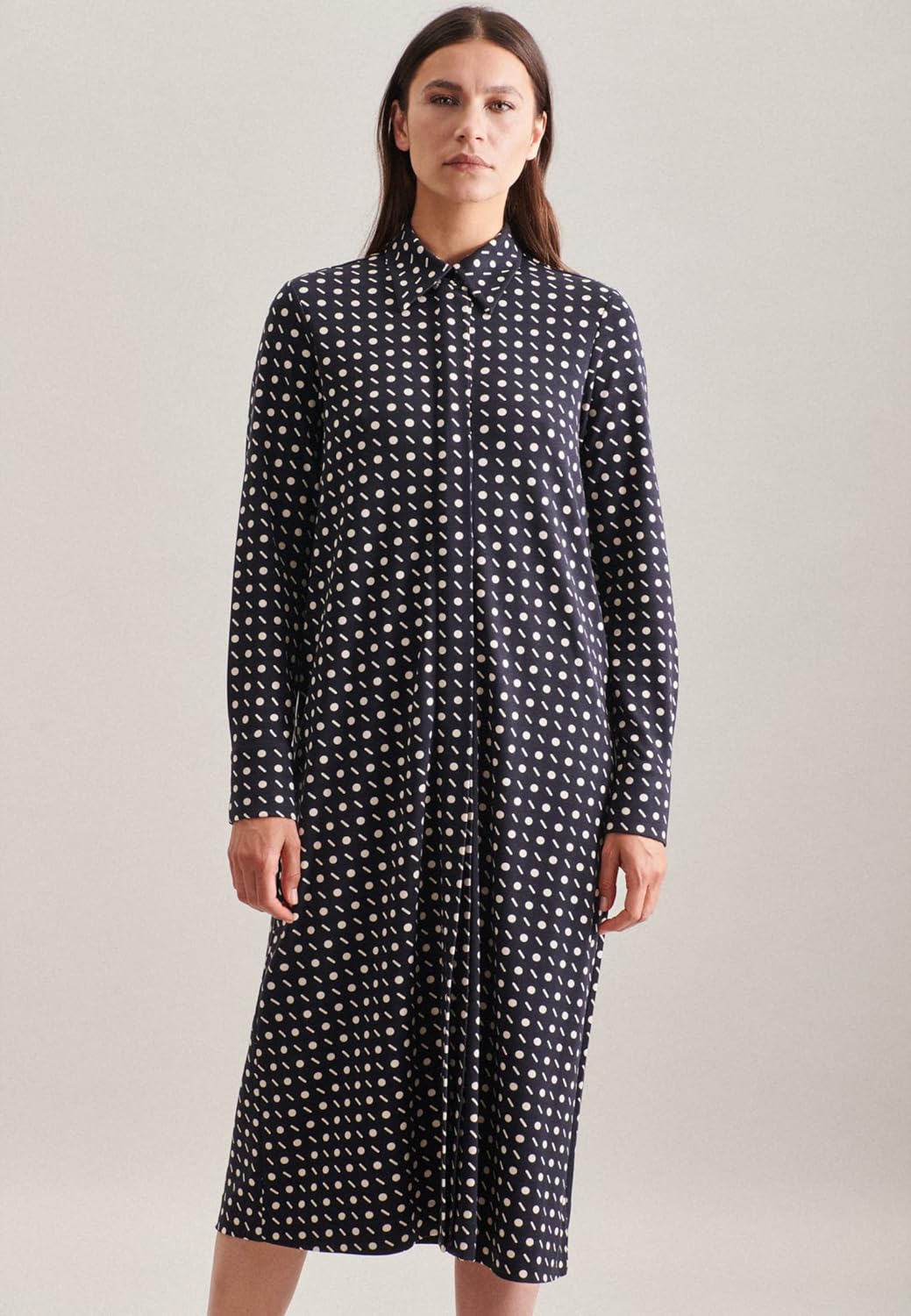 Seidensticker Damen Blusen Kleid - Fashion - Regular Fit - tailliert - Bügelleicht – Langarm 34 Dunk