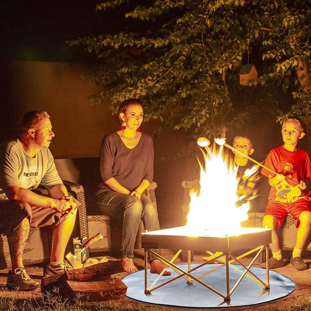 Qanye 24 Zoll Runde Feuerstelle Matte, Feuerstelle Matte, Grill Feuerfeste Unterlage, Feuerfeste Unt