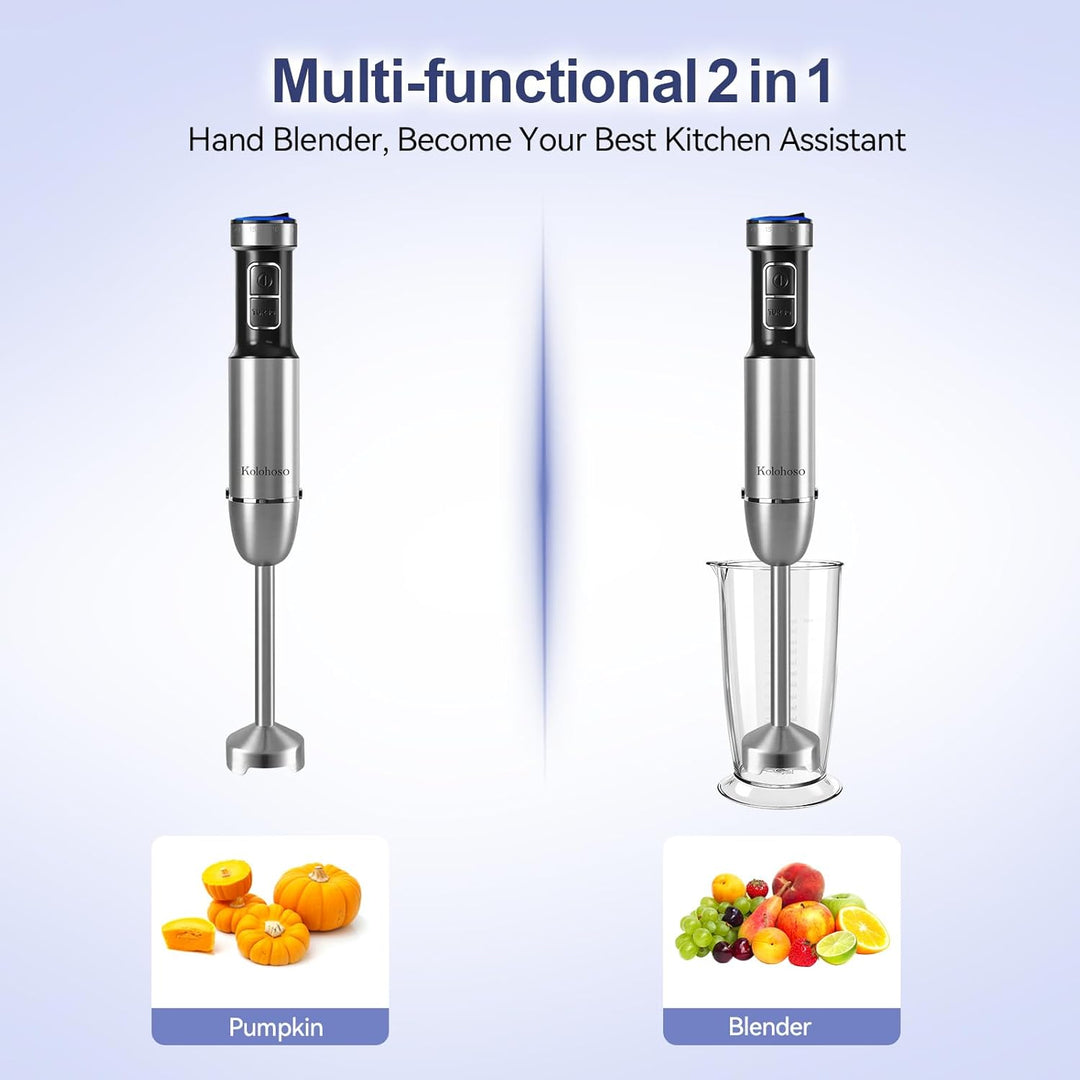 1500W Stabmixer, 2-in-1 Pürierstab, 25 Geschwindigkeitsstufen & TURBO-Stabmixer Set, 4 Scharfe Kling