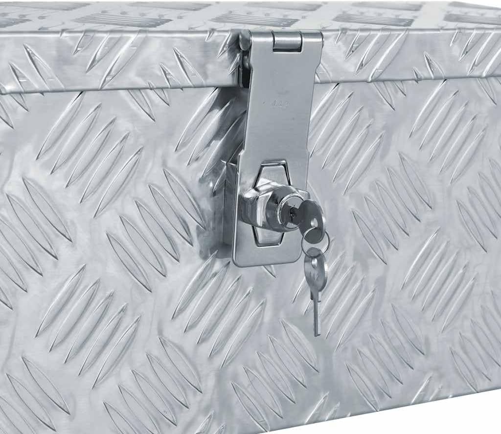 vidaXL Aluminiumkiste Silbern Alubox Aluminiumbox Transportkiste Alukoffer 48.5 x 14 x 20 cm Silber,