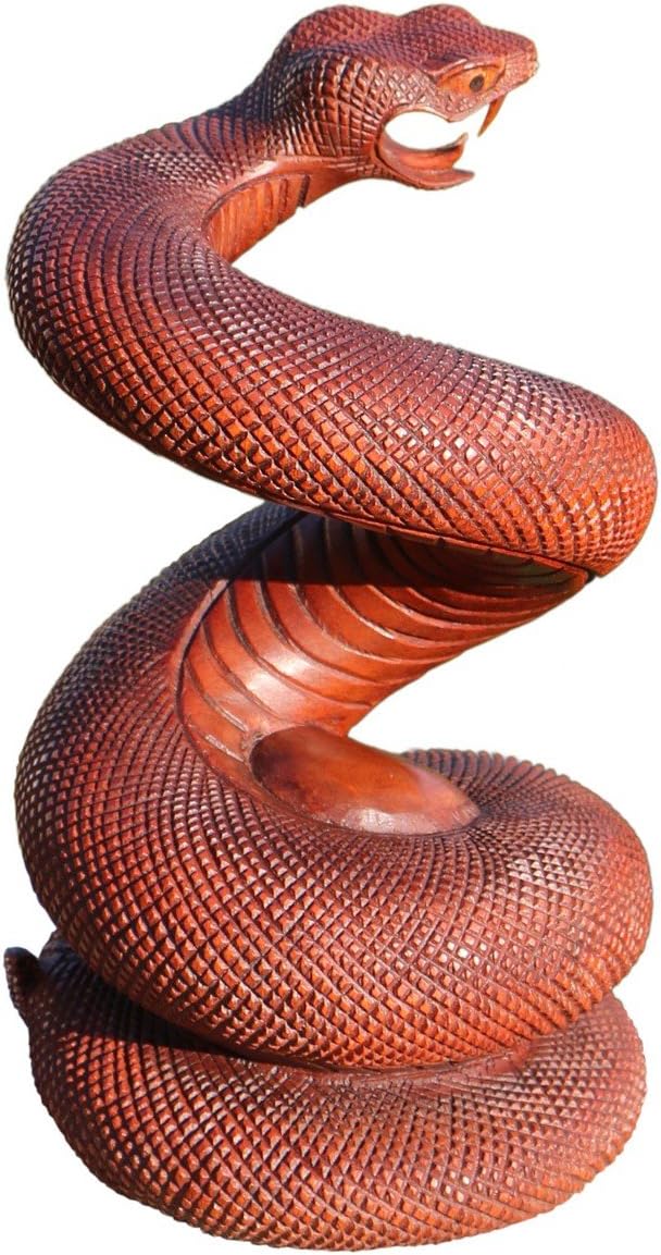 Wogeka Schöne Holz Schlange Statue Deko Tier Figur Dekoration Handarbeit Bali Snake04
