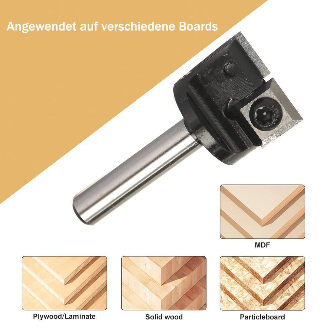 Sinoprotools 2 Flöten Planfräser, Hobelfräser [25.4 mm Durchmesser],8mm Schaft Spoilboard Fräser mit
