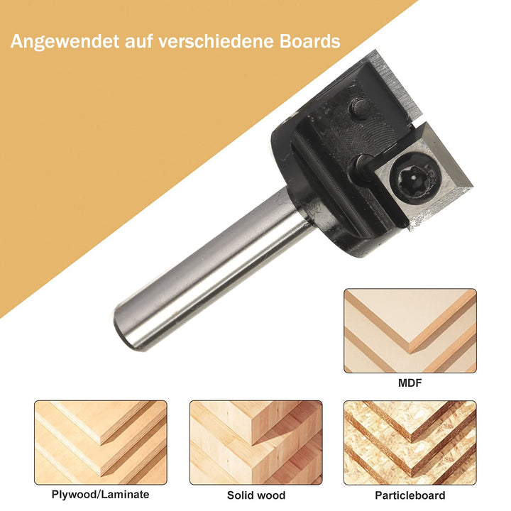 Sinoprotools 2 Flöten Planfräser, Hobelfräser [25.4 mm Durchmesser],8mm Schaft Spoilboard Fräser mit