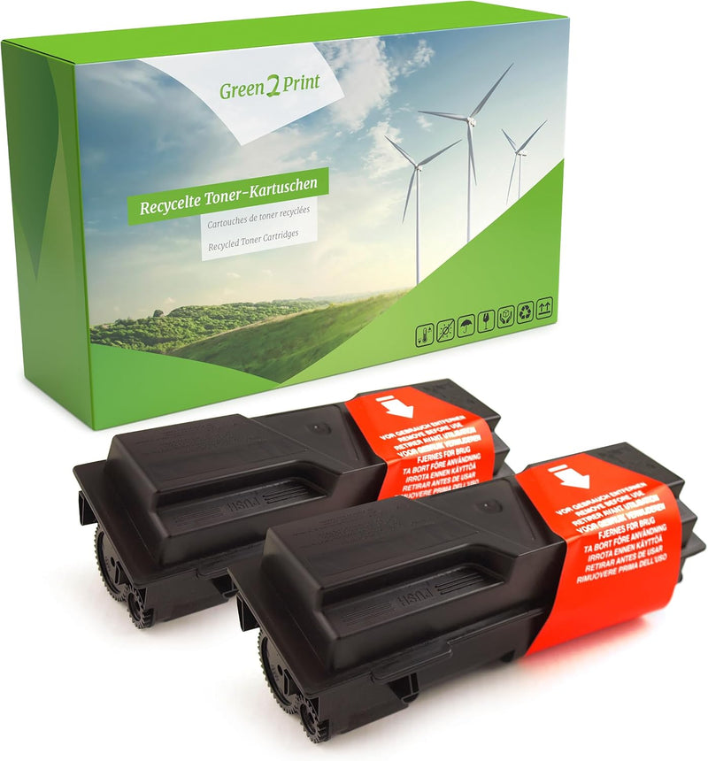 Green2Print Toner Doppelpack, 2 Kartuschen 2X 7200 Seiten ersetzt Kyocera TK-1140 passend für Kyocer