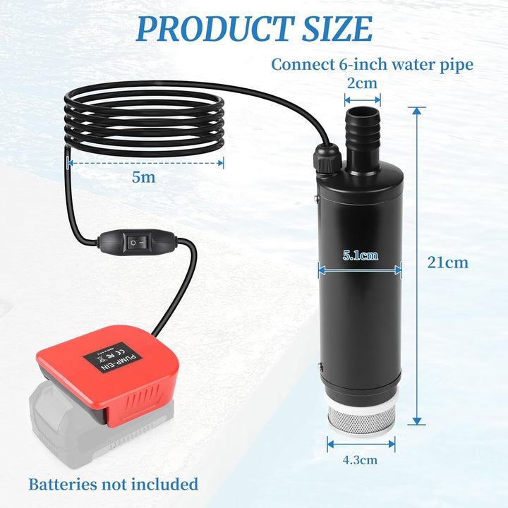 CPROSP Sumpfpumpe Kompatibel mit Einhell 18V Batterie (Keine Batterie), Wasserpumpe 30L/min, Transfe