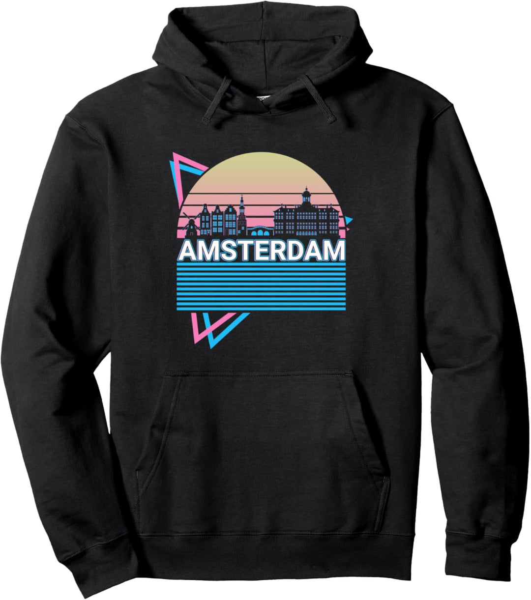 Amsterdam City Skyline Stadtbild Retro Pullover Hoodie