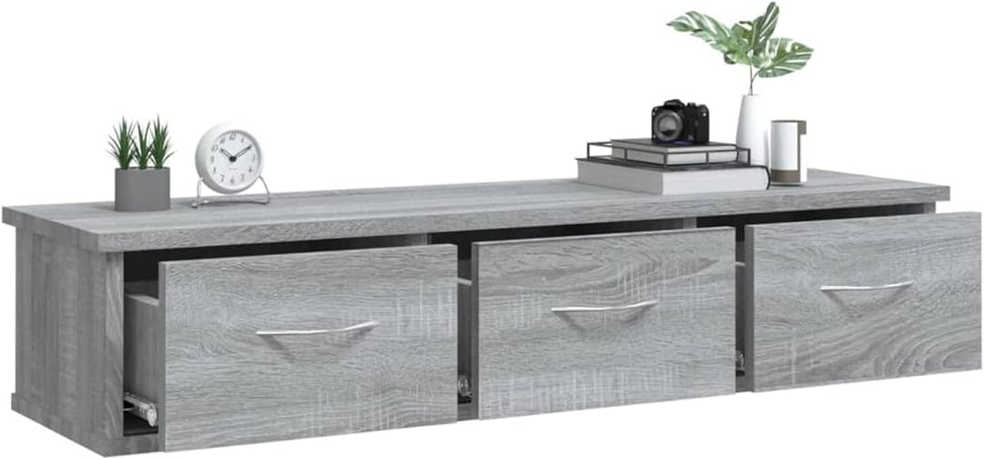 Tidyard TV Wandschrank Wandregal mit Schublade Hängeschrank TV Möbel Holzwerkstoff Grau Sonoma 88x26