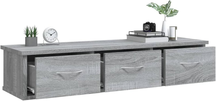 Tidyard TV Wandschrank Wandregal mit Schublade Hängeschrank TV Möbel Holzwerkstoff Grau Sonoma 88x26