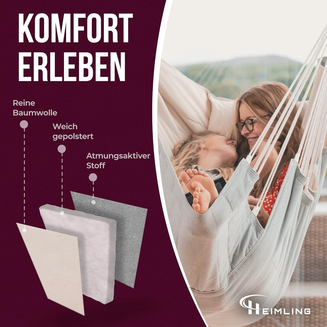 HEIMLING Hängesessel High-Class Outdoor & Indoor XXL [All Inclusive Paket mit Aufhängung + 3 Kissen]