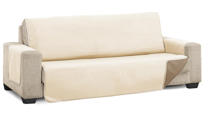 Martina Home Diamond Sofabezug, gesteppt, wendbar, Beige/Leder, 3-Sitzer Beige/Leder 3 Sitzer, Beige