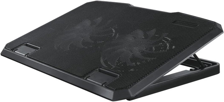 Hama Laptop-Kühler Black Metal, neigbar, leise, 2 Lüfter, 40 cm (15,6), Schw.