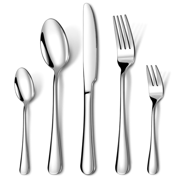 Besteck Set 6 Personen, 30 Teilig Essbesteck Set mit Messer Gabel Löffel, Besteckset Edelstahl Spieg