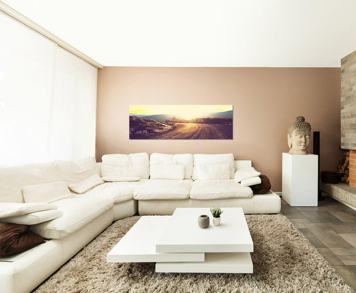 Paul Sinus Art Panoramabild auf Leinwand und Keilrahmen 150x50cm Wiesen Bäume Berge Strasse Sonnenau