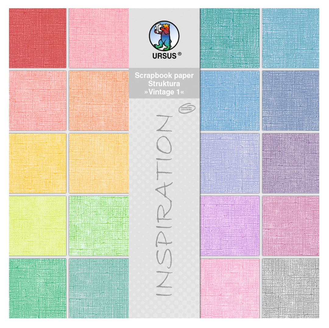 Ursus 80720099 - Scrapbook paper Block, Struktura Vintage 1, ca. 30,5 x 30,5 cm, 220 g/qm, 20 Blatt