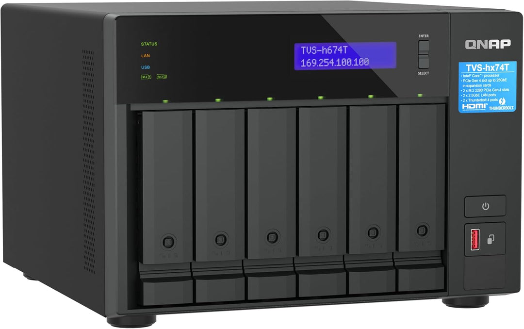 QNAP TVS-H674T-I5-32G 6 Bay I5 6C 32GB SO DIMM DDR4 2X 2.5GBE, TVS-H674T-I5-32G