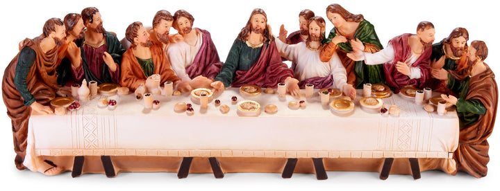 BRUBAKER Das letzte Abendmahl - Jesus und Seine 12 Jünger am Tisch - 36 cm Weihnachtsfigur mit handb