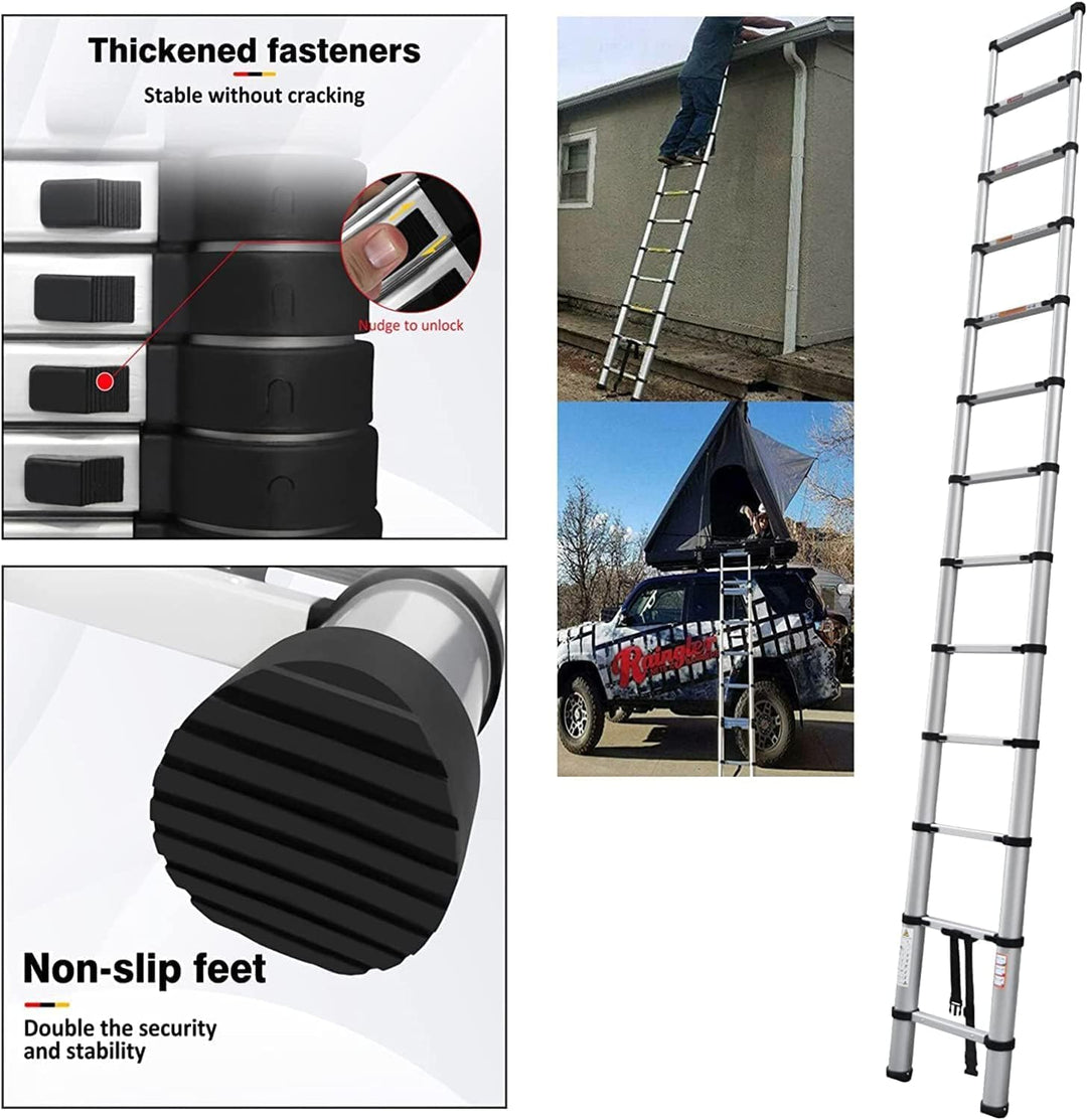 14,5FT tragbare Mehrzweck-Aluminium-Teleskopleiter, 4,4M einziehbare zusammenklappbare Leiter Erweit